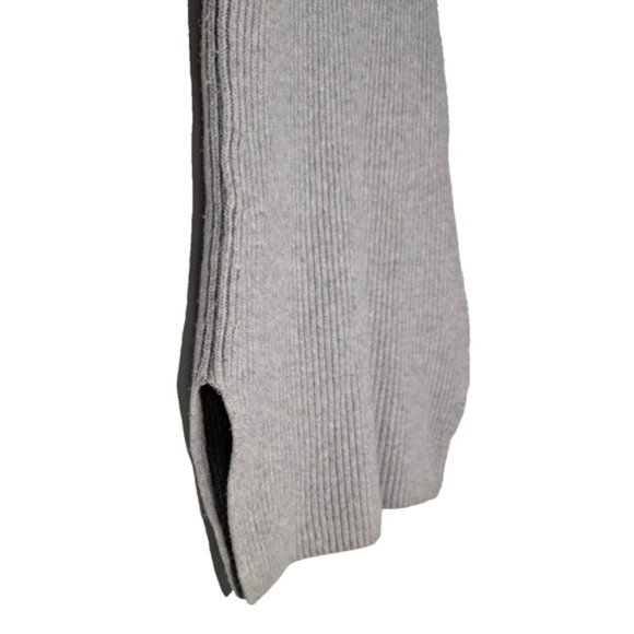 Theory Gray Wool Cashmere Blend Chunky Ribbed Sleeveless Mock Neck Sweater SML - Picture 3 of 5